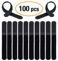 F.&.D 100Pcs Cord Ties Cable Ties Cord Straps Fasteners Wrap Fastening Wire Organizer for Home Office Reusable Durable Adhesive Strips for Electronics Wire Management-4.3Inch Black