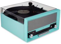 ClearClick All-in-One Turntable with CD Player, FM Radio, Bluetooth, Aux-in, & USB - Vintage Retro Modern Design (Turquoise)
