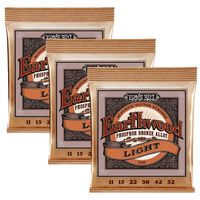 Ernie Ball Earthwood Phosphor Bronze Light (11-52) 3-Pack Acoustic Guitar Strings (P03448)