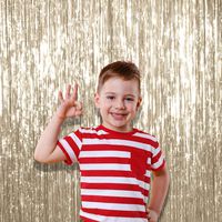 Pack of 3 Pale Champagne Metallic Tinsel Foil Fringe 3 x 8 Feet Curtains for Christmas New Year Eve Birthday Party Decoration Photo Booth Backdrop