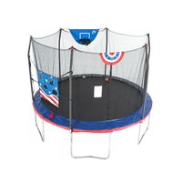 Skywalker Trampolines 12-Foot Jump N' Dunk Trampoline with Enclosure Net - Basketball Trampoline, Stars & Stripes