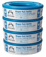 Amazon Brand - Mama Bear Diaper Pail Refills for Diaper Genie Pails, 1080 Count (Pack of 4)