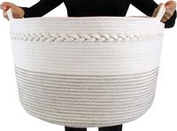 Cotton Rope Storage Basket, Premium Decorative Woven Basket Great as Laundry Basket, Blanket Basket, Laundry Hamper, Kids & Dogs Toy Storage, Toy Bin, XXL20"X13.5"
