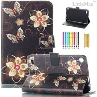 Fire 7 Case,LittleMax Smart PU Synthetic Leather Case Flip Cover with Auto Wake/Sleep for Amazon Kindle Fire 7 Inch 7th Gen 2017 Release & 5th Gen Release 2015 with Free Stylus-03 Shinny Butterfly