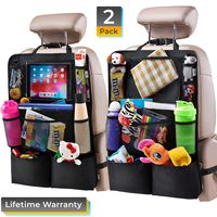 Helteko Backseat Car Organizer - Kick Mats Back Seat Protector with 10" Tablet Holder - Car Back Seat Organizer for Kids - Car Travel Accessories - Kick Mat with 8 Storage Pockets (2 Pack)