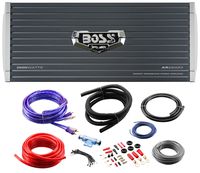 BOSS Audio Systems AR2500MK Car Amplifier and 8 Gauge Wiring Kit - 2500 Watts Max Power, 2 4 Ohm Stable, Class AB, Monoblock, Mosfet Power Supply, Remote Subwoofer Control