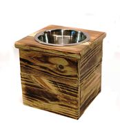 Elevated Medium Single Bowl Pet Feeder From Reclaimed Pallet Wood