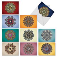 The Best Card Company - 10 Zen Blank Greeting Cards Assorted (4 x 5.12 Inch) - Mandala Mania M3964