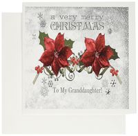 3dRose Greeting Cards, Berries and Poinsettias, A Very Merry Christmas, To My Granddaughter, Set of 6 (gc_154929_1)
