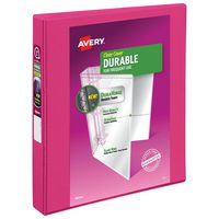 Avery Durable View Binder, 1" Slant Rings, 220-Sheet Capacity, DuraHinge, Pink (17830)