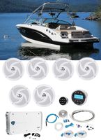 (6) Rockville RSM65W 6.5" Slim Marine Boat Speakers+6-Ch Amp+Bluetooth Receiver