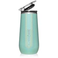 BrüMate 12oz Insulated Champagne Flute With Flip-Top Lid - Made With Vacuum Insulated Stainless Steel (Glitter Aqua)