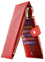 Travelambo Womens Walllet RFID Blocking Bifold Multi Card Case Wallet with Zipper Pocket (CH Red 2177)