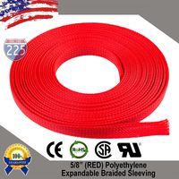225FWY 100 FT 5/8" 16mm Red Expandable Wire Cable Braided Sleeving Sheathing Loom Tubing US