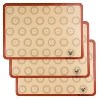 Silicone Macaron Baking Mat - Set of 3 Half Sheet (Thick & Large 11 5/8" x 16 1/2") - Non Stick Silicon Liner for Bake Pans & Rolling - Macaroon/Pastry/Cookie Making - Professional Grade Nonstick