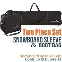 Athletico Two-Piece Snowboard and Boot Bag Combo | Store & Transport Snowboard Up to 165 cm and Boots Up to Size 13 | Includes 1 Snowboard Bag & 1 Boot Bag (Black)