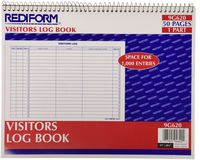 Rediform Visitors Log Book, Wirebound, White, 11 x 8.5 Inches, 50 Pages (9G620)