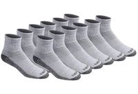 Dickies Men's Dri-tech Moisture Control Quarter Socks Multipack, Grey (12 Pair), Shoe Size: 6-12