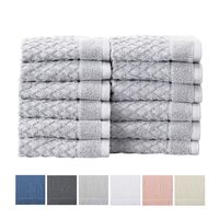12-Pack Washcloth Set. 100% Cotton Absorbent Quick-Dry Textured Washcloth Towels. Wash Cloths for Bathrooms. Grayson Collection. (Wash 12pk, Light Grey)