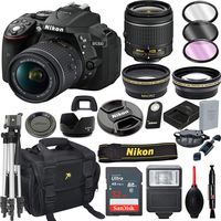 Nikon D5300 DSLR Camera with 18-55mm VR Lens + 32GB Card, Tripod, Flash, and More (20pc Bundle)