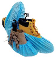 22 Premium Disposable Boot & Shoe Covers by PedaShield | Booties are Large, Durable, Water Resistant, Blue, Recyclable | One Size Fits Up to XL Men's 13 | Built for 25 percent MORE USE (22)