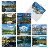 10 Landscape Note Cards for All Occasions 4 x 5.12 inch - Mountain Photography Greeting Cards with Envelopes - 'Reflections' Boxed Notecard Assortment - Beautiful Blank Stationery Card M1728BNsl