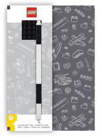 LEGO Stationery Journal with Brick Plate and Gel Pen - Gray Cover with Black Brick and Pen - 96 Wide Ruled Pages - 6" x 8 1/4"
