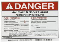 Brady 121092 Vinyl Preprinted Arc Flash & Shock Labels, Black and White, 5" Height x 7", Legend "Danger Arc Flash & Shock Hazard Appropriate Ppe Required Flash Protection Flash Hazard Category 3" (5 Labels per Package)