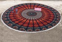 Bless International Indian Hippie Bohemian Psychedelic Peacock Mandala Wall Hanging Bedding Tapestry (Golden Blue, Roundie 40")