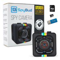 Spy Bud HD Hidden Mini Spy Camera SQ11 - Portable Motion Detection - Night Vision - For Drone, Car, Home & Office - With 8GB SD Card, memory Card Adapter & Card Reader