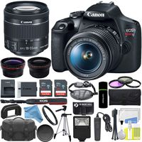 Canon EOS Rebel T7 DSLR Camera with 18-55mm Lens Professional Bundle Includes 2X SanDisk 32 GB Memory Cards + Carrying Case + Tripod + Shutter Remote + Add on Flash + More Accessories