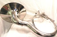 INDIAN HANDMADE SILVER FINISH BRASS SOUSAPHONE 22" WITH FREE MOUTH PIECE / BAG