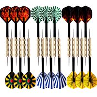 18 Packs of Steel Tip Darts Set Slim Barrel with PVC Dart Flights and Nylon Shafts