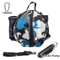 Y-Nut Basketball Bag with Pocket Size Manual Air Pump, Basketball Shoulder Bag for Outdoor Sport, Great for Carrying Basketball, Soccer Ball, Volleyball, Camouflage Blue