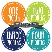 Months in Motion Monthly Stickers for Boy - Monthly Milestone Sticker - 12 Monthly Milestone Stickers - Baby Month Stickers for Infant First Year - Belly Stickers
