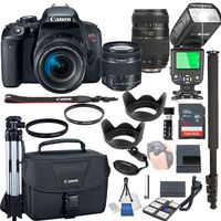 Canon EOS Rebel T7i with 18-55mm f/4-5.6 is STM + Tamron 70-300mm Lenses + 32GB Memory + Camera Bag + TTL Speed Light + Pro Filters,(23pc Bundle)