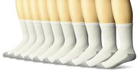 Fruit of the Loom Men's 10 Pack Everyday Work Crew Socks, White, Shoe Size: 12-16 (X-Large)