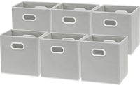 6 Pack - SimpleHouseware Foldable Cube Storage Bin with Handle, Grey (12-Inch Cube)