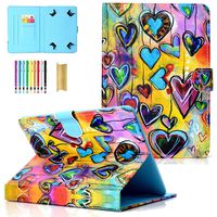 LittleMax 8 Inch Case, Lightweight Flip Folio Protective Cover PU Leather with Pencil Holder for All 8 Inch Pad or Phone - Heart