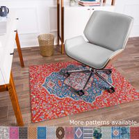 Anji Mountain Chair Mat Rug'd Collection, 1/2" Thick - For All Surfaces, Meknes , Blue and Red Floral Medallion