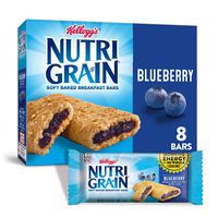 Kellogg's Nutri-Grain, Soft Baked Breakfast Bars, Blueberry, Made with Whole Grain, 10.4oz (8 Count)