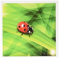 3dRose Life like lady bug on green abstract leaf - Greeting Cards, 6 x 6 inches, set of 12 (gc_167250_2)