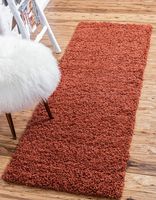 Unique Loom Solo Solid Shag Collection Modern Plush Terracotta Runner Rug (2' 6 x 13' 0)