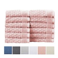 12-Pack Washcloth Set. 100% Cotton Absorbent Quick-Dry Textured Washcloth Towels. Wash Cloths for Bathrooms. Grayson Collection. (Wash 12pk, Pink)