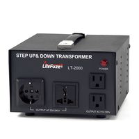 LiteFuze LT-2000 2000 Watt Voltage Converter Transformer - Step Up/Down - 110V/220V - Circuit Breaker Protection