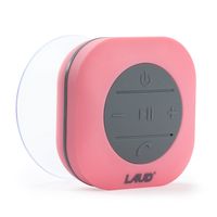 Laud Portable Bluetooth Shower Speaker - IPX4 Waterproof - Super Strong Suction Cup - Built in Mic for Hands Free Calling - 6-Hour Music Playtime - Water Resistant Rubber (Pink)