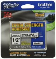 Brother Genuine P-touch TZe-S231 Tape, 1/2" (0.47") Wide Standard Laminated Tape,0.47" x 26.2 ft (12mm x 8mm)