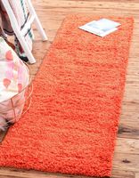 Unique Loom Solo Solid Shag Collection Modern Plush Tiger Orange Runner Rug (2' 2 x 6' 5)
