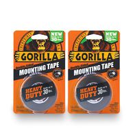 Gorilla Heavy Duty Double Sided Mounting Tape, 1" x 60", Black, (Pack of 2)