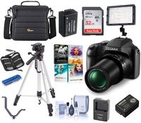 Panasonic Lumix DC-FZ80 Digital Point and Shoot Camera - Bundle with 32GB SDHC Card, Camera Bag, Spare Battery, Tripod, Video Light, Cleaning Kit, Card Reader, Memory Wallet, Software, Shoe V-Bracket